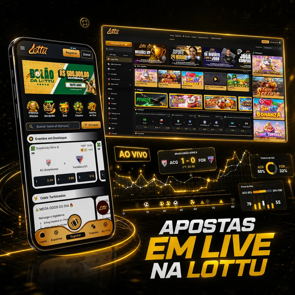 Apostas em live na Lottu com odds atualizadas e estatísticas em tempo real para futebol, basquete, tênis, eSports e vôlei.