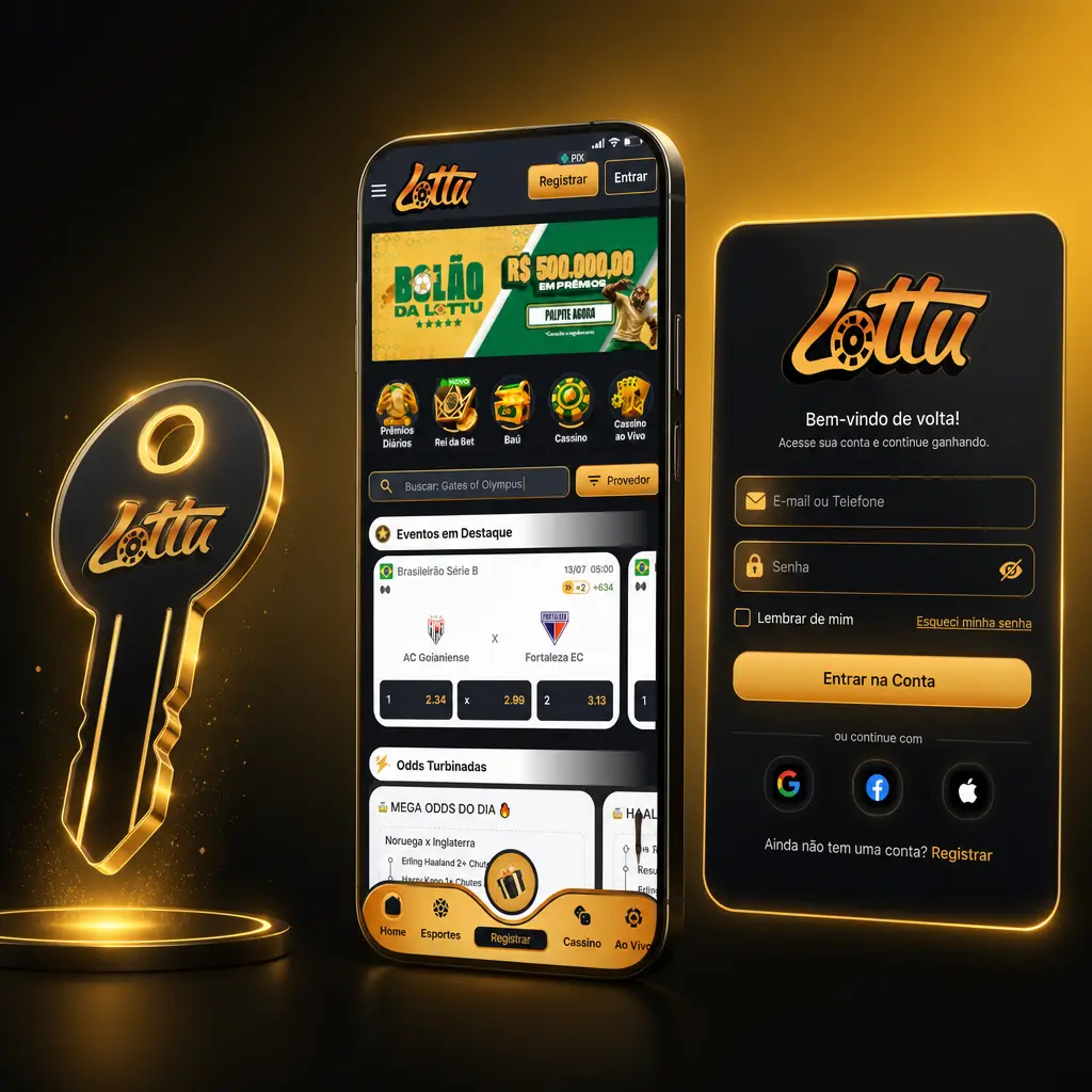 Tela de login da Lottu no Brasil mostrando campos para e-mail, senha e acesso ao painel da conta