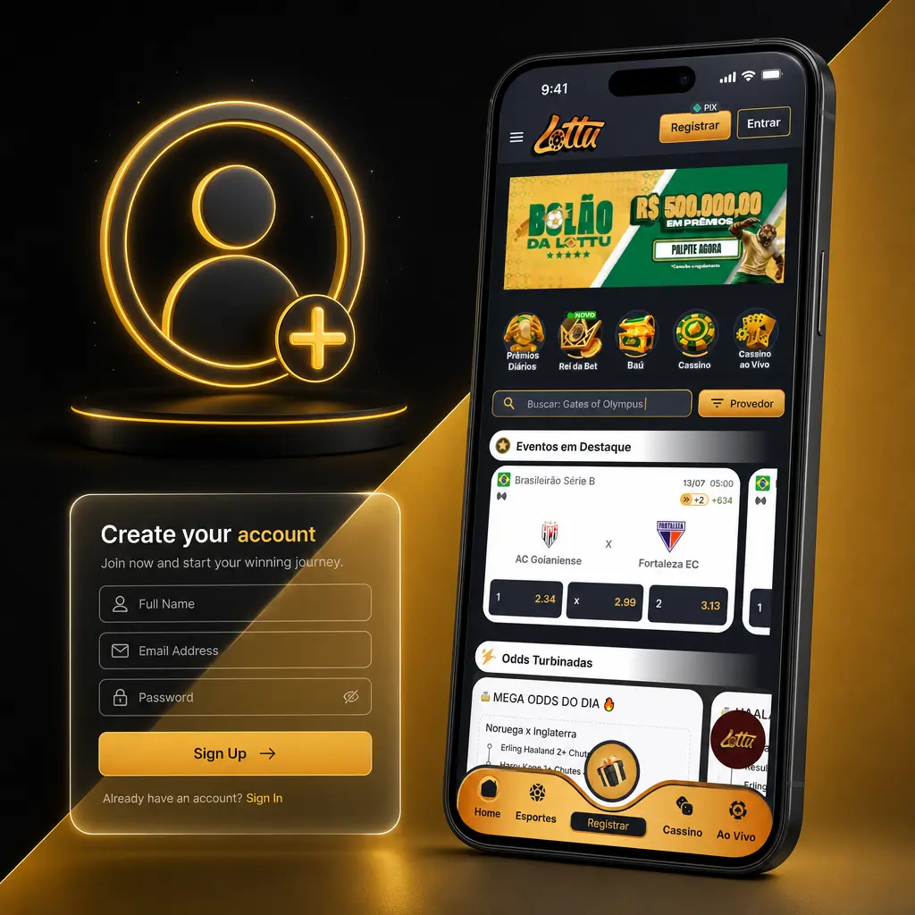 Passo a passo para se cadastrar na Lottu Brasil e acessar apostas esportivas, cassino e promoções da plataforma.